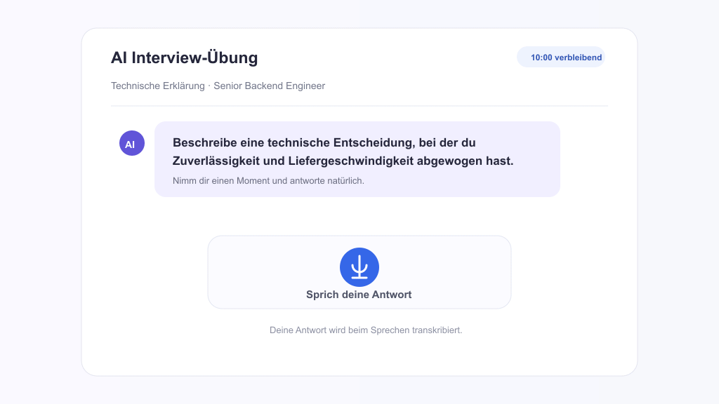 Vorschau einer AI Interview Drill-Übung