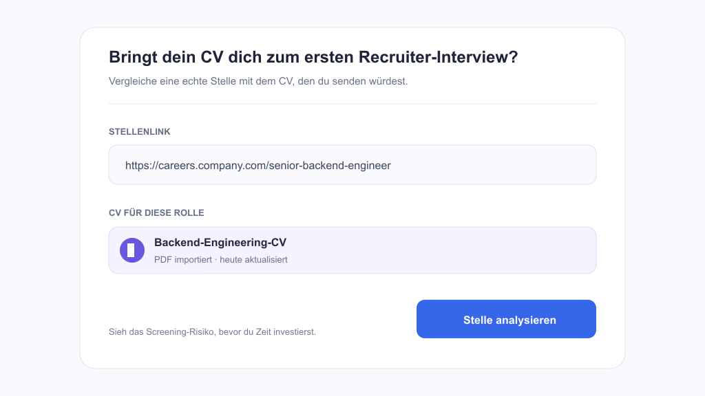 Vorschau der Analyse für das erste Recruiter-Interview